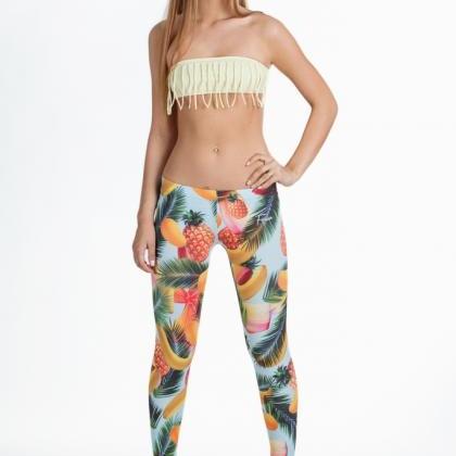 Jungle Fruits Printed Leggings By Fusion